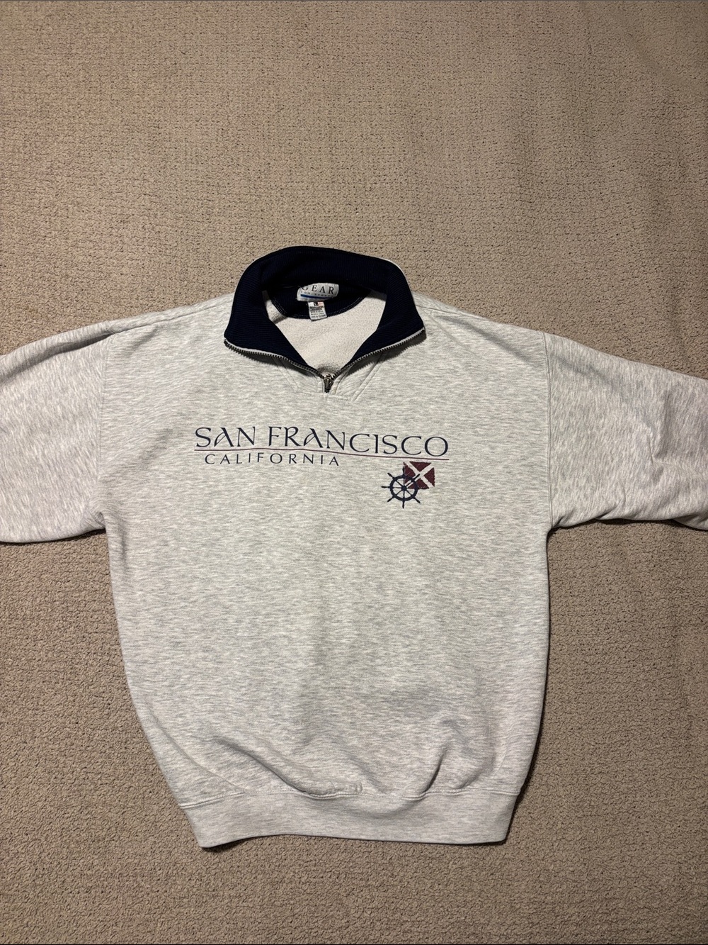 Gear For Sports Light Gray Quarter-Zip Pullover with Navy Collar